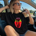 Camiseta con estampado,  100% Algodón, Camiseta casual de manga corta y cuello redondo, con diseño Spicy Life DTF. Perfecta para el estilo diario.
