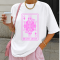 Camiseta con estampado,  100% Algodón, Camiseta casual de manga corta y cuello redondo, con diseño Queen Drama DTF. Perfecta para el estilo diario.
