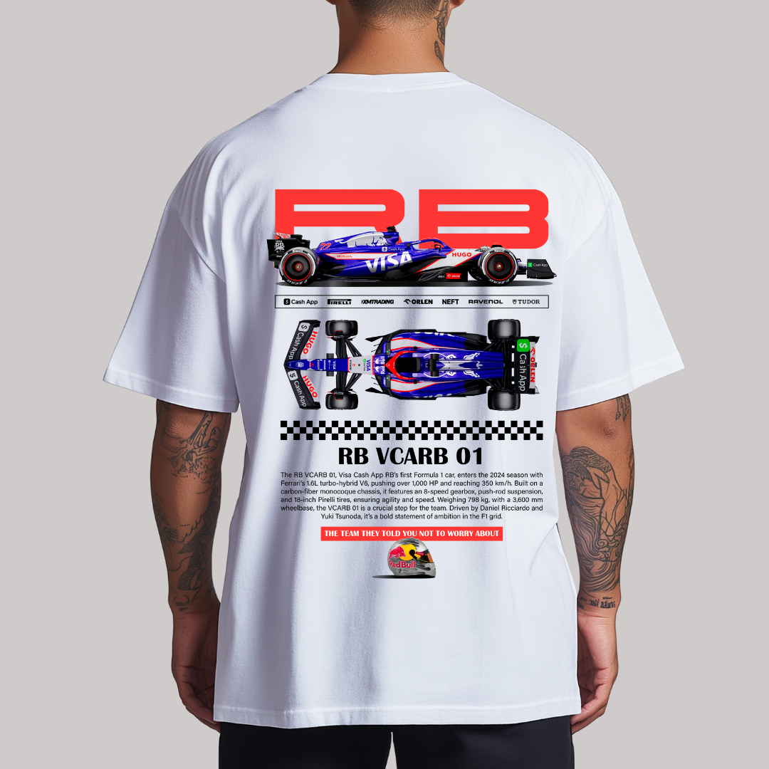 Playera Oversize Cuello Redondo, Manga Corta 100% Algodón, con Diseño Formula 1 (RB VCARB)
