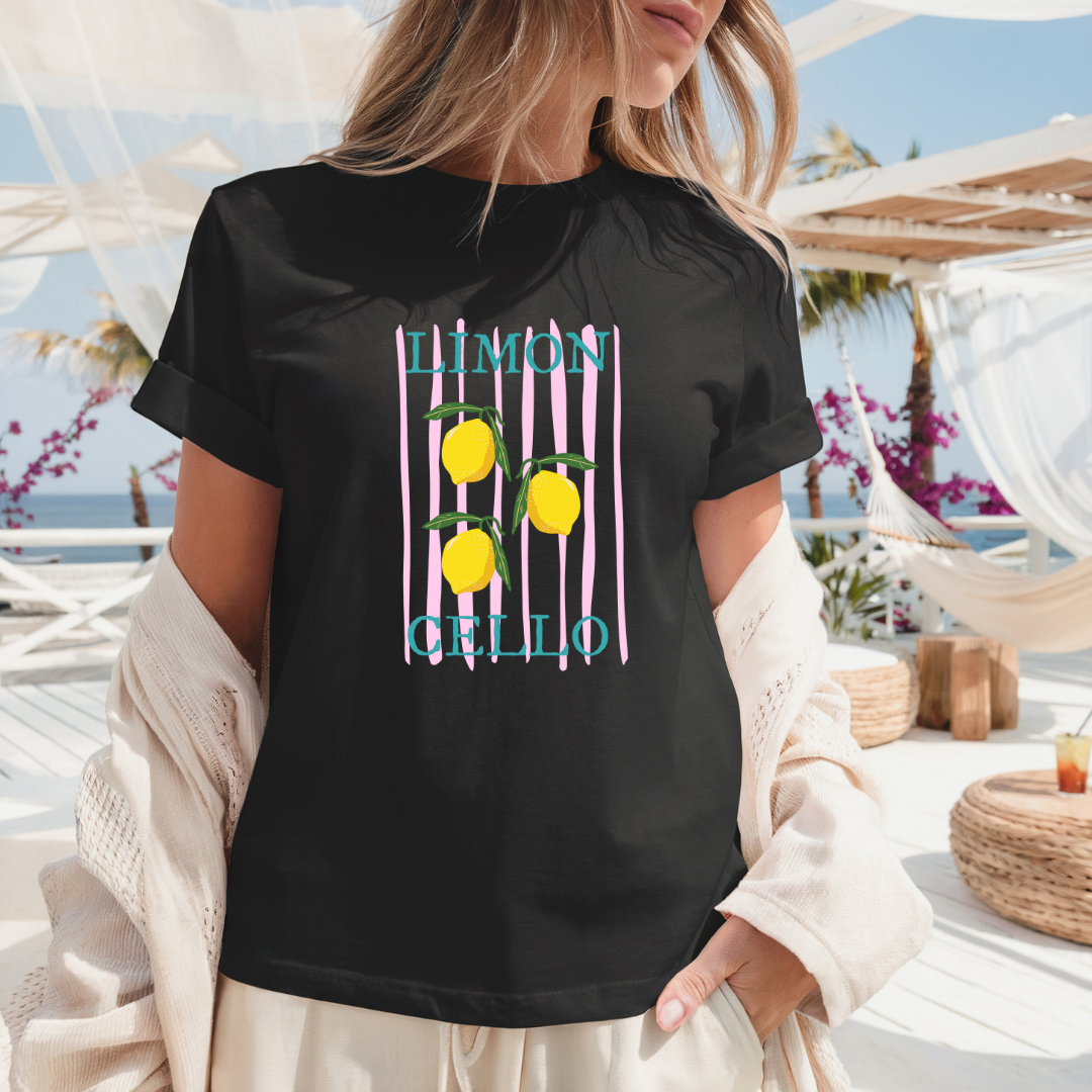 Camiseta casual de corte holgado con cuello redondo, manga corta, 100% Algodón, con gráfico de Limoncello. Perfecta para el estilo diario.