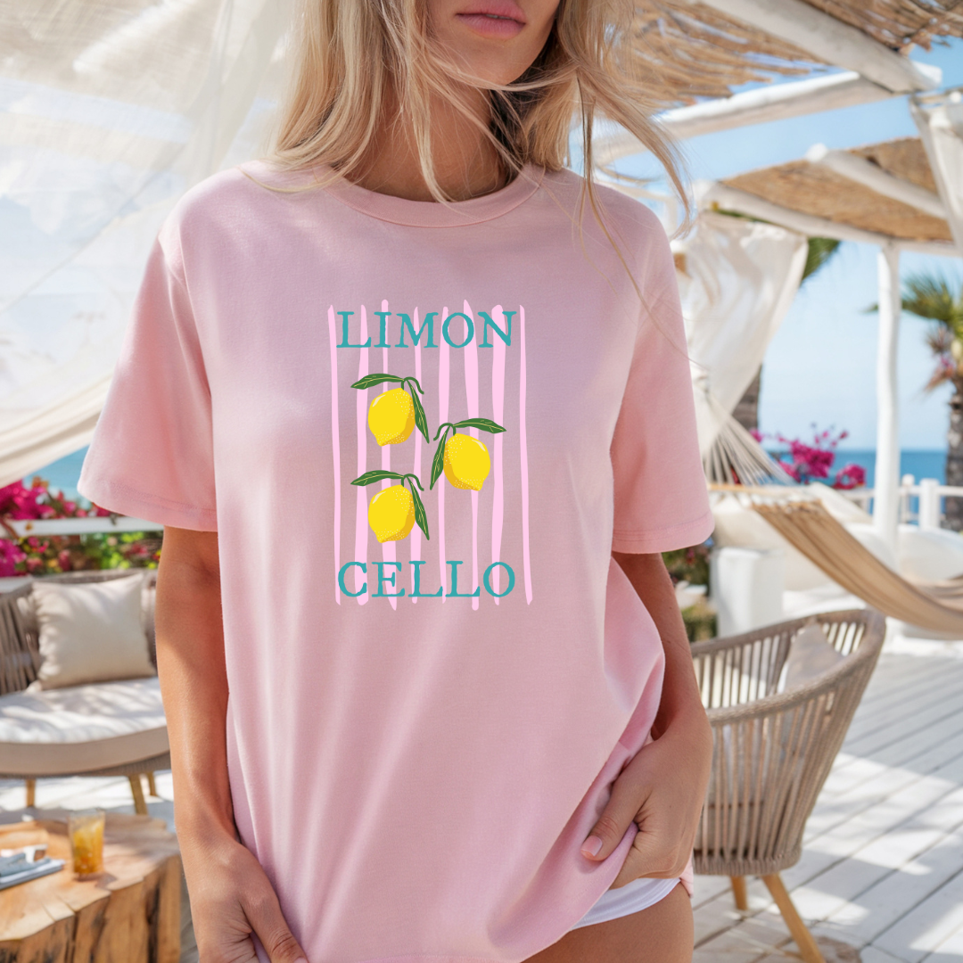 Camiseta casual de corte holgado con cuello redondo, manga corta, 100% Algodón, con gráfico de Limoncello. Perfecta para el estilo diario.