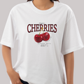 Playera Oversize Cuello Redondo, Manga Corta 100% Algodón, con Diseño Cherries