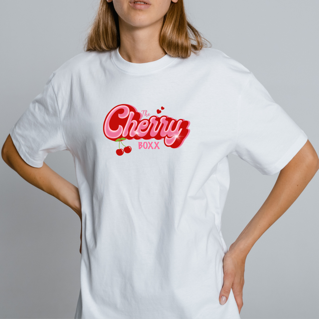 Playera Oversize Cuello Redondo, Manga Corta 100% Algodón, con Diseño Cherry Boxx.