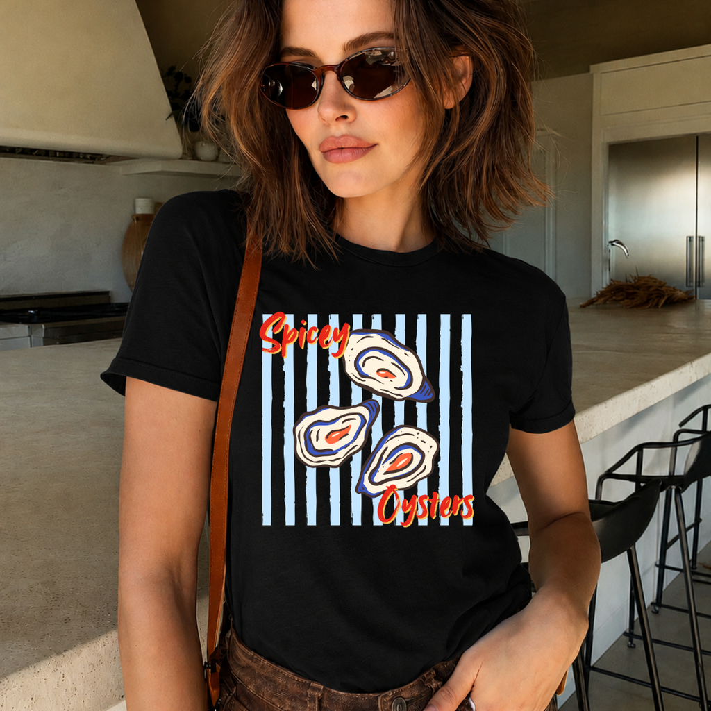 Camiseta con estampado,  100% Algodón, Camiseta casual de manga corta y cuello redondo, con diseño naranjas Ostras DTF. Perfecta para el estilo diario. (Copia)
