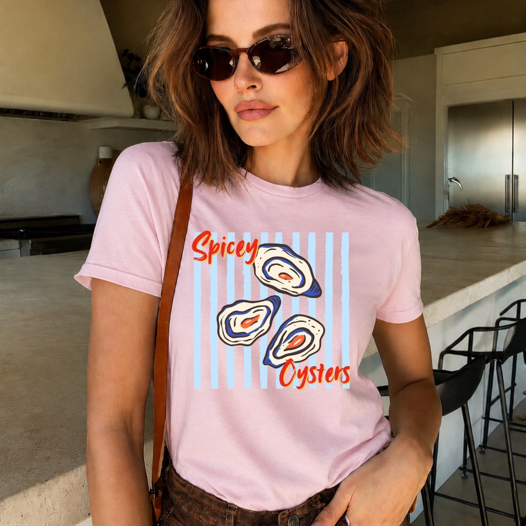Camiseta con estampado,  100% Algodón, Camiseta casual de manga corta y cuello redondo, con diseño naranjas Ostras DTF. Perfecta para el estilo diario. (Copia)