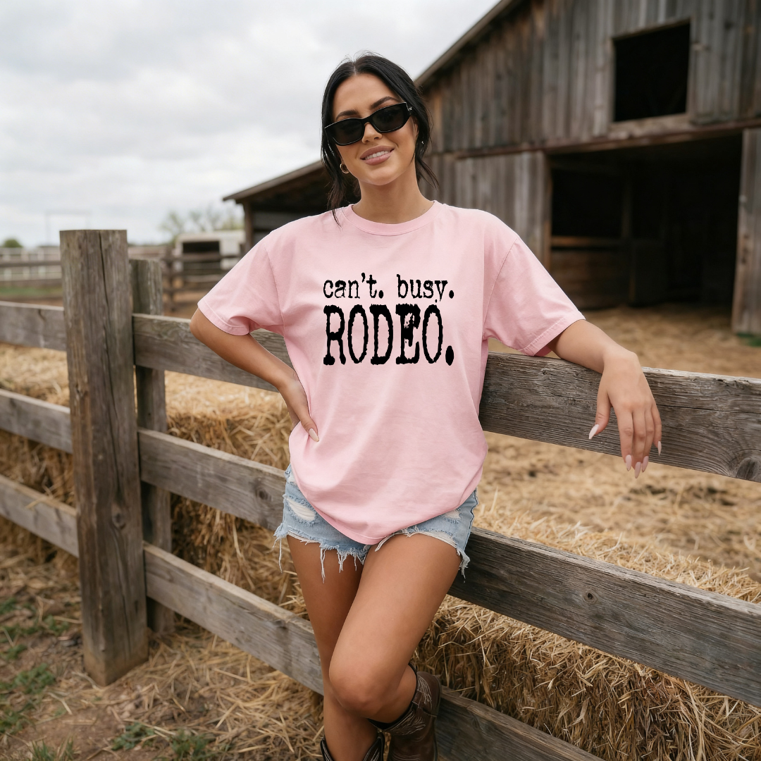 Camiseta con estampado,  100% Algodón, Camiseta casual de manga corta y cuello redondo, con diseño vaquero RODEO DTF. Perfecta para el estilo diario.